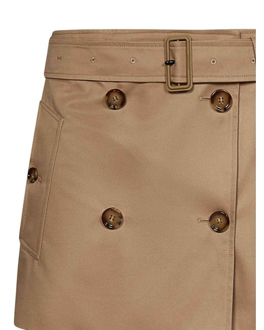 Burberry Natural Brielle Cotton Gabardine Miniskirt