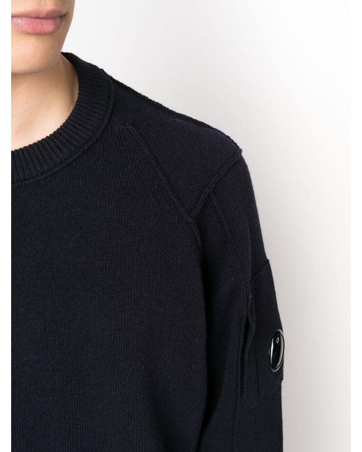 C P Company Blue Wool Crewneck Jumper for men