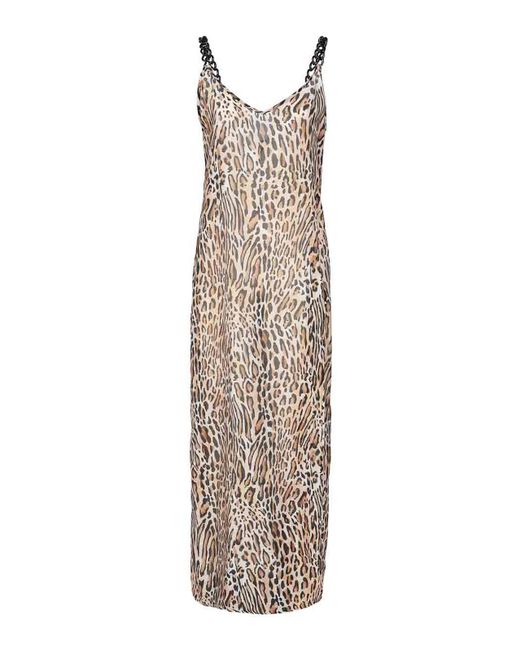Moschino White Leopard Print Silk Blend Dress