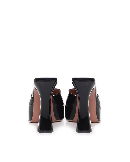 Giuliano Galiano Black Charlie Mules In Patent Leather