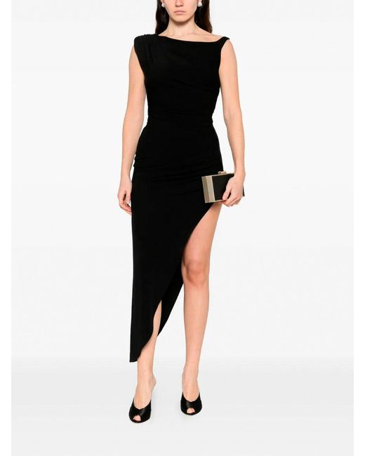 Elisabetta Franchi Black Asymmetric Sleeveless Dress