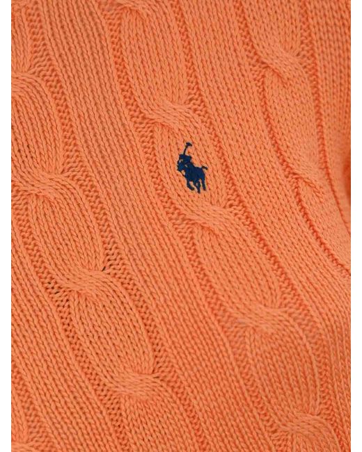 Polo Ralph Lauren Orange Cable Sweater With Logo