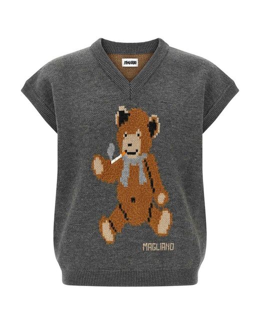 Magliano Gray Teddy Bear Vest for men