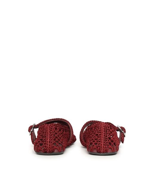 Alaïa Red Satin Cord Flats