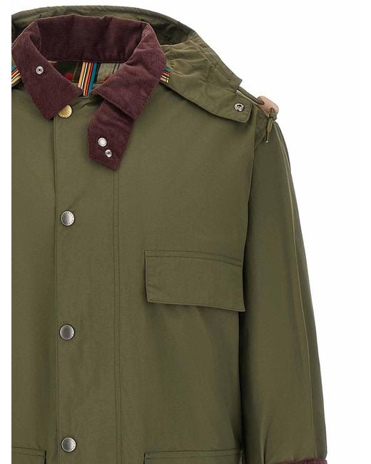 Barbour Green Waterproof Parka Paul Smith Loves for men