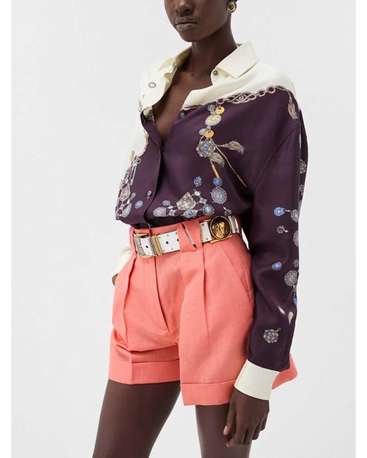Versace Purple Silk Twill Print Shirt