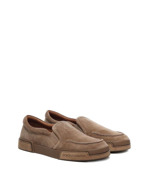 Dolce & Gabbana Brown Suede Slip-On Sneakers for men