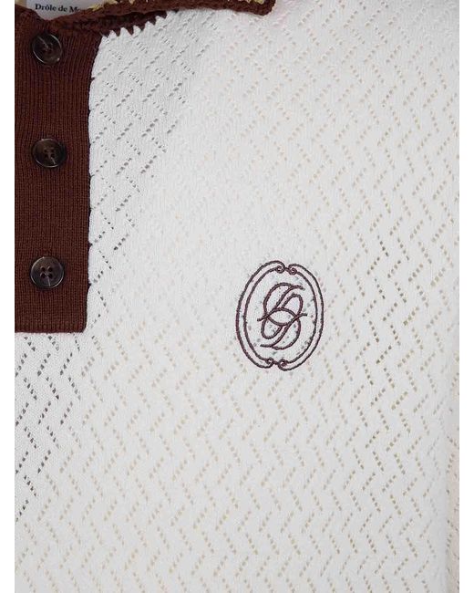 Drole de Monsieur White Ajour D Miroir Polo Shirt for men