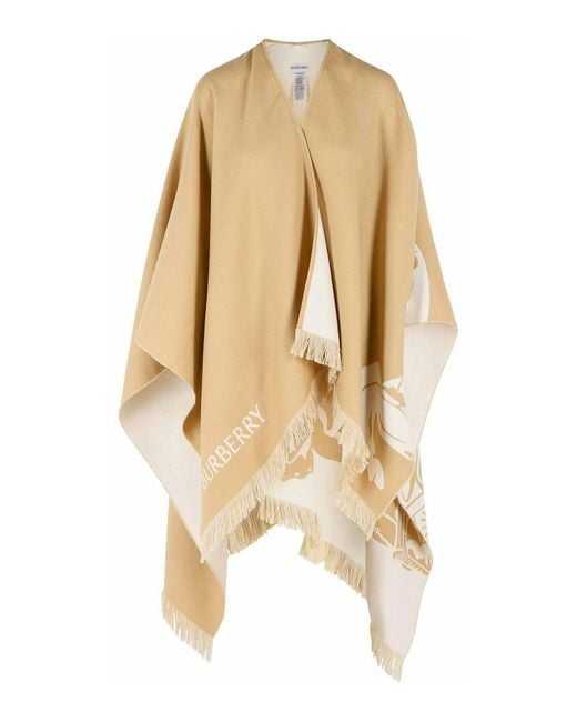Burberry Natural Ekd' Wool And Silk Cape
