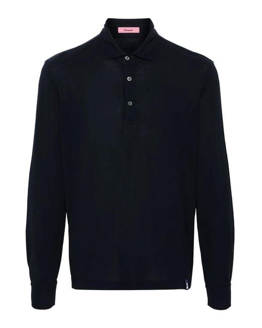 Drumohr Blue Long Sleeve Polo for men