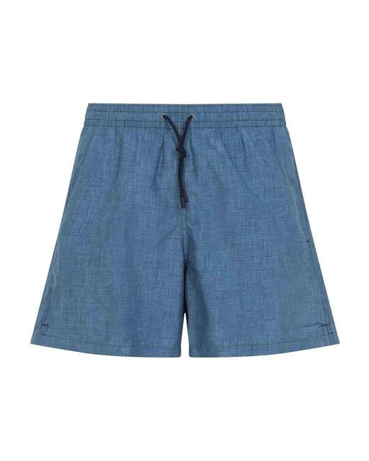 Canali Blue Polyester Swim Shorts for men