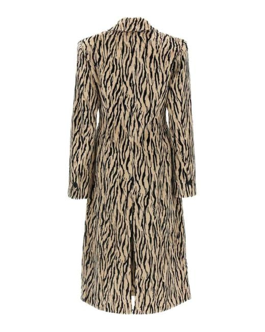 ROTATE BIRGER CHRISTENSEN White Printed Faux Fur Coat