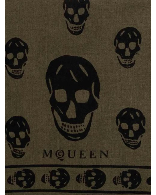 McQueen Green Scarf Classic Skull 104X120 for men