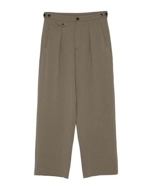 Emporio Armani Gray Wide-Fit Khaki Trousers for men