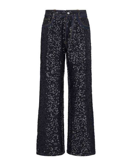 P.A.R.O.S.H. Blue Guff Sequin Straight Jeans