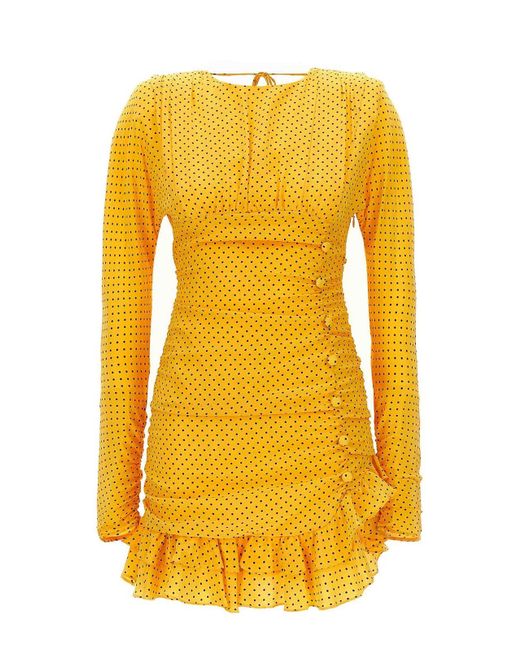 Alessandra Rich Yellow Polka Dot Mini Dress