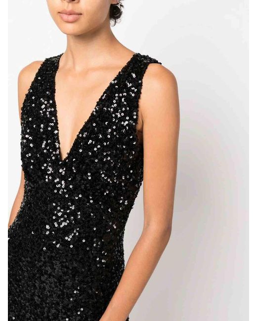P.A.R.O.S.H. Black Sequin-Embellished Dress