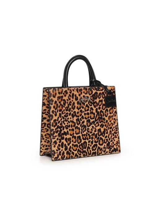 Mc2 Saint Barth Blue Leopard Print Midi Shopper Bag