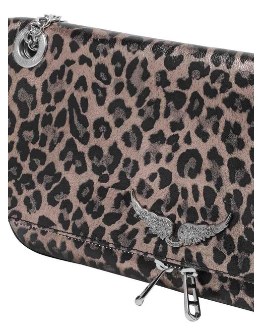 Zadig & Voltaire Gray Rock Metal Leopard Crossbody Bag