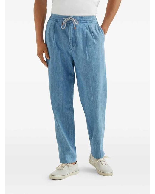 Brunello Cucinelli Blue Pants for men
