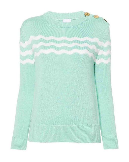 Patou Green Wave Pattern Sweater