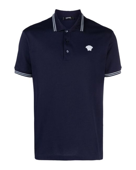 Versace Blue Polo Shirt With Logo for men