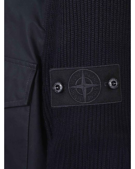 Stone Island Blue Chest-Pocket Dark Jacket for men