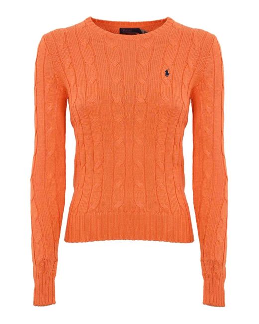 Polo Ralph Lauren Orange Cable Sweater With Logo