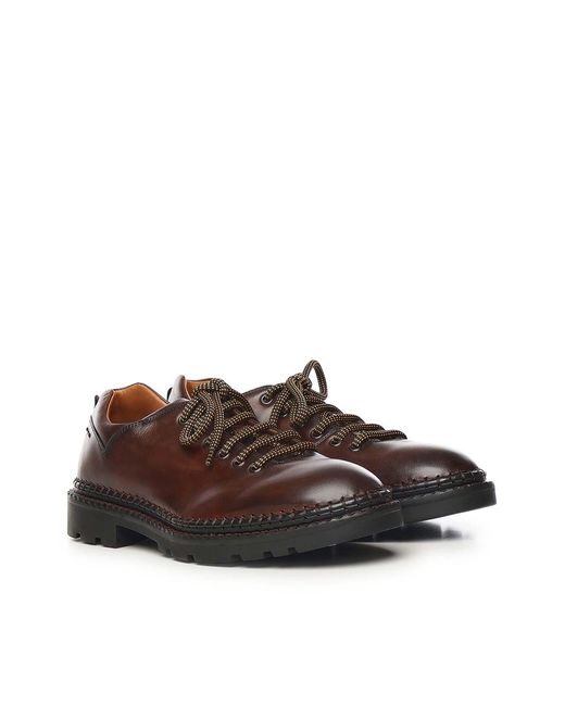 Alexander Hotto Brown Leather Lace-Up Shoes for men