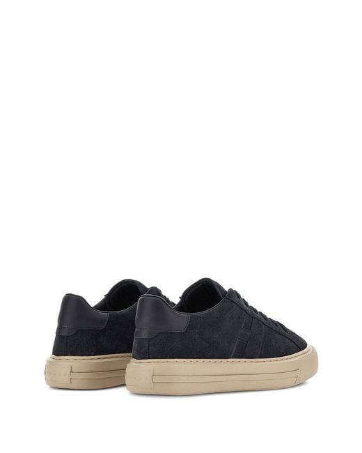 Hogan Blue Low-Top Suede Sneakers With Contrast Rubber Sole for men