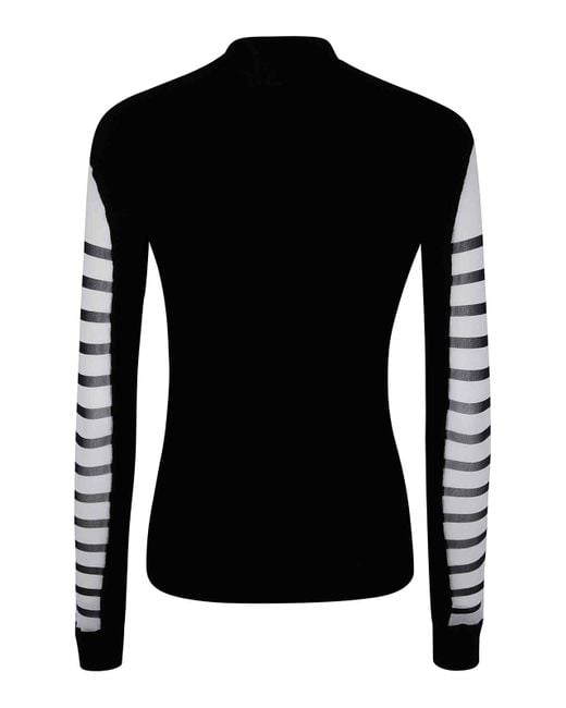 Jean Paul Gaultier Black Mix Mesh And Knit Pullover Printed Mariniere