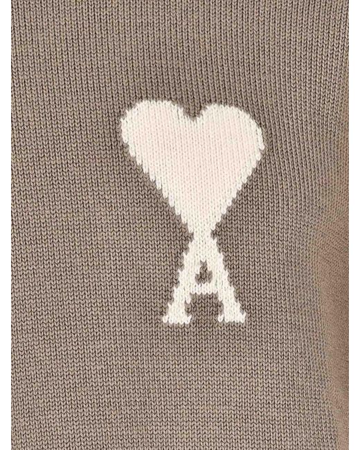 AMI Gray Ami De Cur Cotton Sweater for men