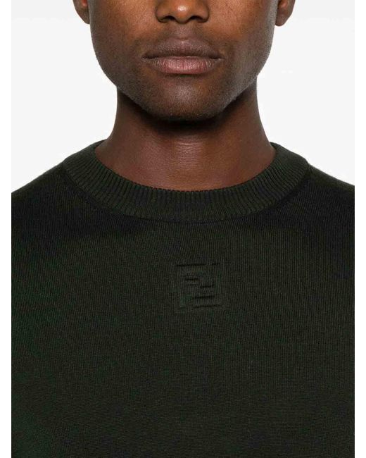 Fendi Green Crew-Neck Sweater for men