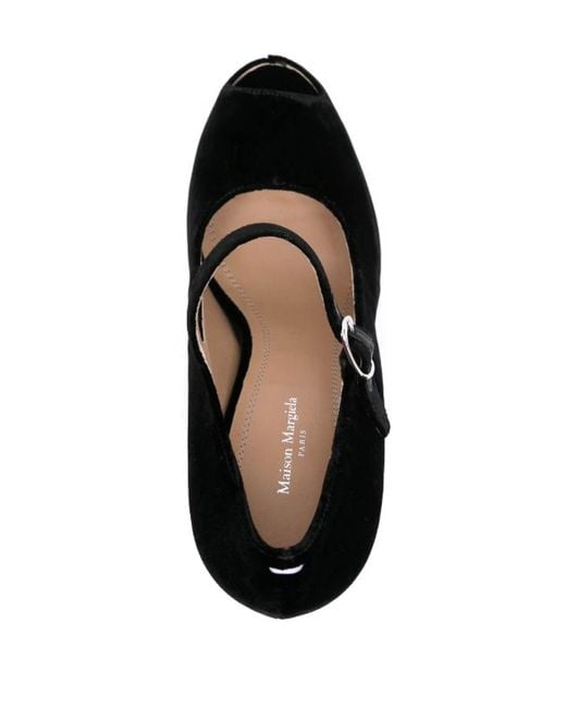 Maison Margiela Black 125Mm Velvet Peep-Toe Sandals