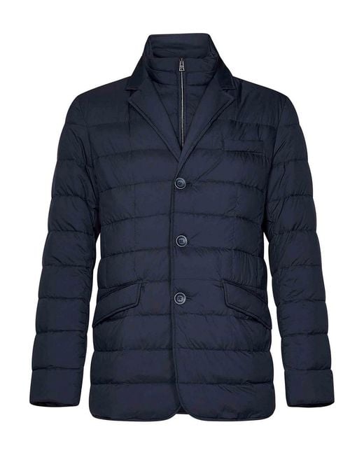 Herno Blue La Giacca Quilted Nylon Down Jacket for men