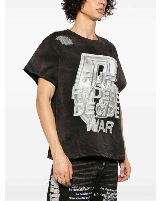 Who Decides War Black Printed Cotton T-shirt for men