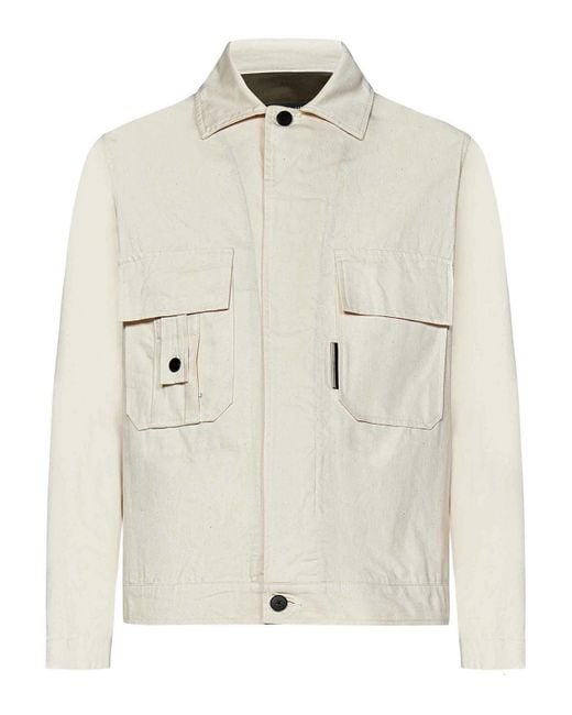 Low Brand White Off- Cotton Denim Jacket for men