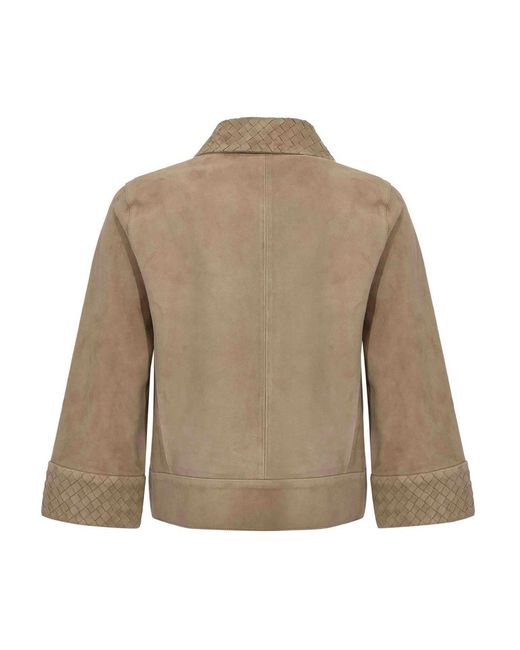 Leather Authority Brown Karis Weaved Suede Jacket Vanilla