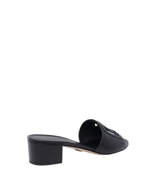 Dolce & Gabbana Black Logo Heeled Sandals