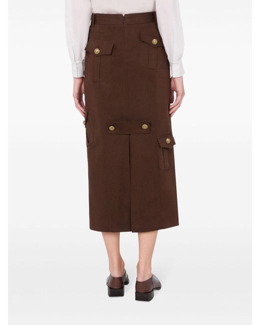 Moschino Brown Multiple Patch Pockets Maxi Skirt