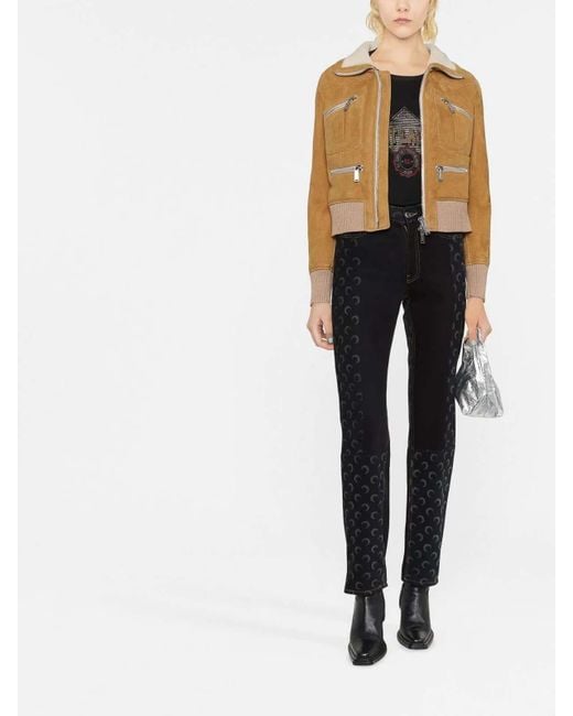 DSquared² Natural Ribbed-Detail Zipped-Up Bomber Jacket