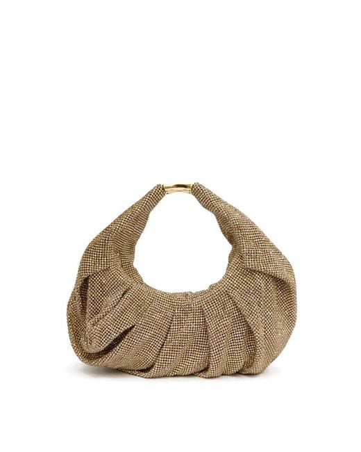 Benedetta Bruzziches Metallic Yennefer Draped Crystal Mesh Handbag