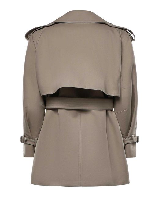 Max Mara Gray Cropped Cotton Duster Coat