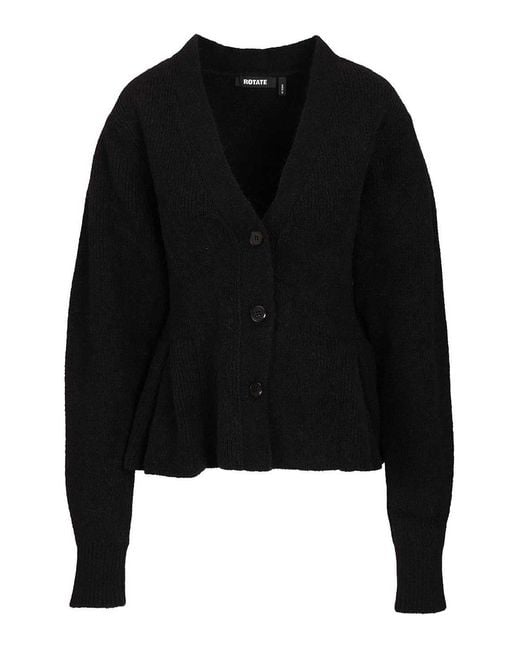 ROTATE BIRGER CHRISTENSEN Black Peplum Cardigan
