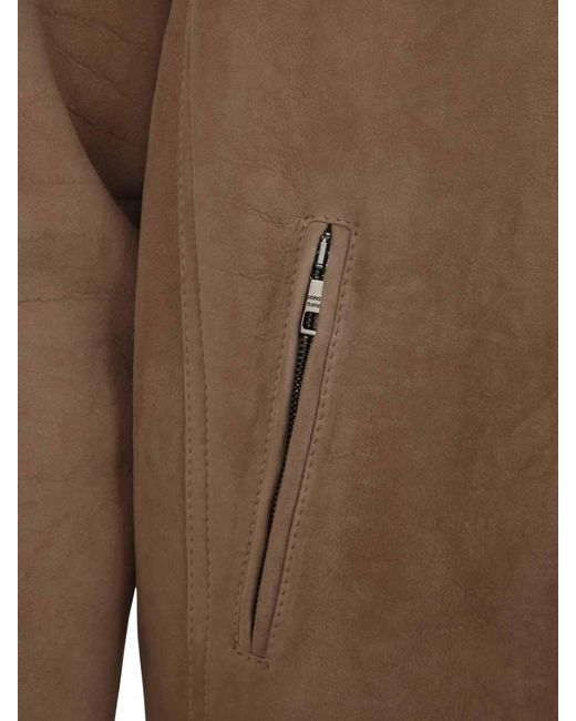Giorgio Brato Brown Sheepskin Bomber Jacket for men