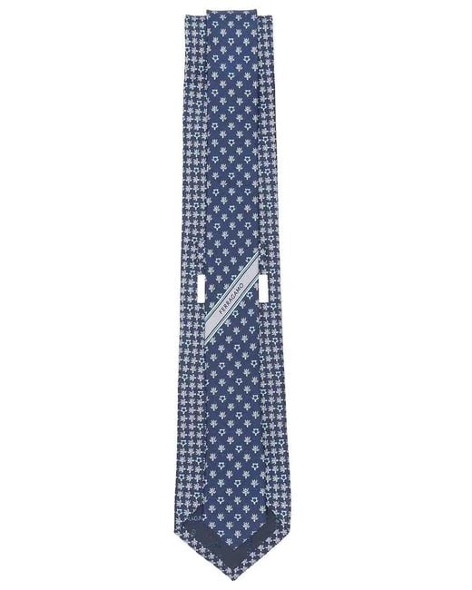Ferragamo Blue Tortoiseshell-Print Silk Tie for men