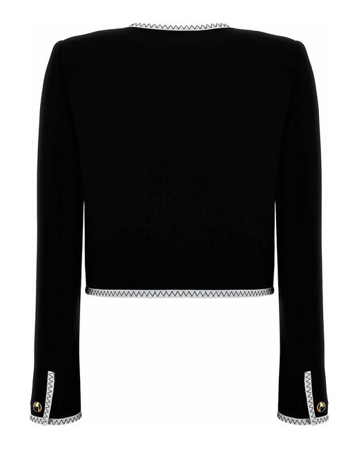 Moschino Black Structured Crepe Viscose Short Jacket