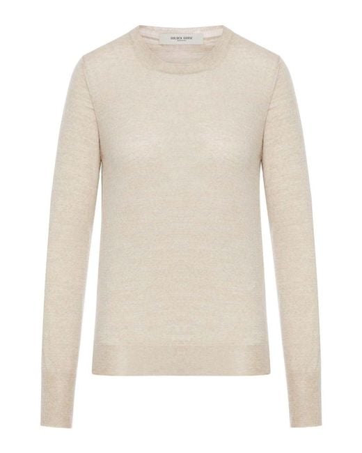 Golden Goose Women's White Crew Neck Wool Sweater