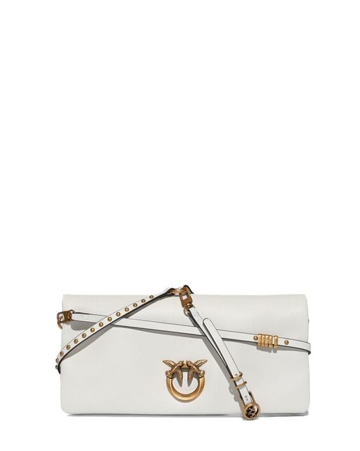 Pinko White Love Click Soft Horizontal Medium Clutch