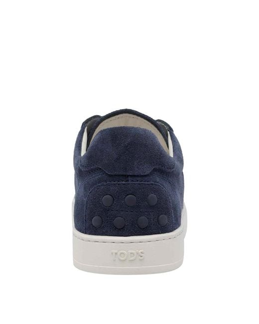 Tod's Blue Logo Printed Round Toe Sneakers for men